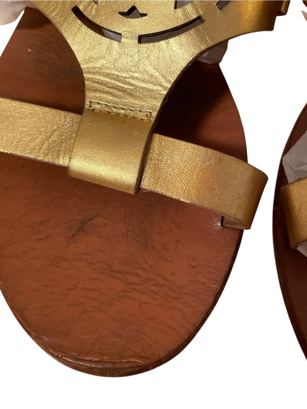 Tory Burch Gold Leather Upper Sandals size 9m - Picture 11 of 12